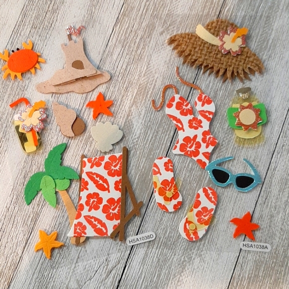 Pack of 10- Summer Fun Scrapbook Stickers - Picture 1 of 1